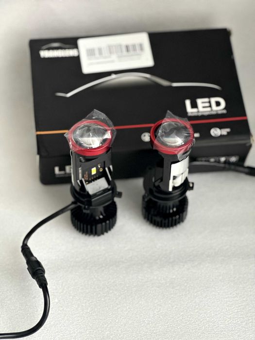 Мини линзы Y7D H4 Bi LED светодиодные лампы ближний дальний комплект