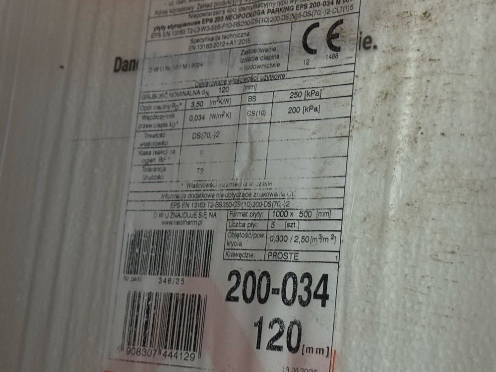 Styropian 12 cm EPS200 twardy, posadzkowy, podłogowy 25m2