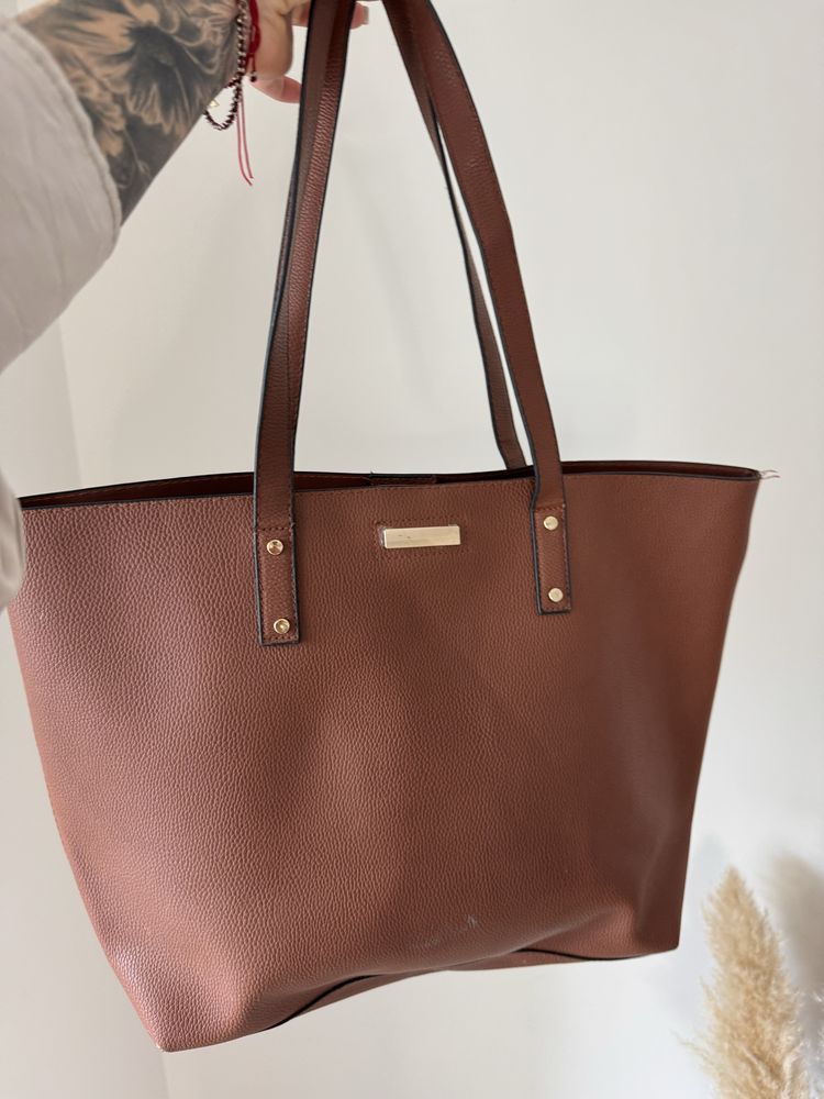 Brazowa torebka shopper reserved bardzo dobey stan