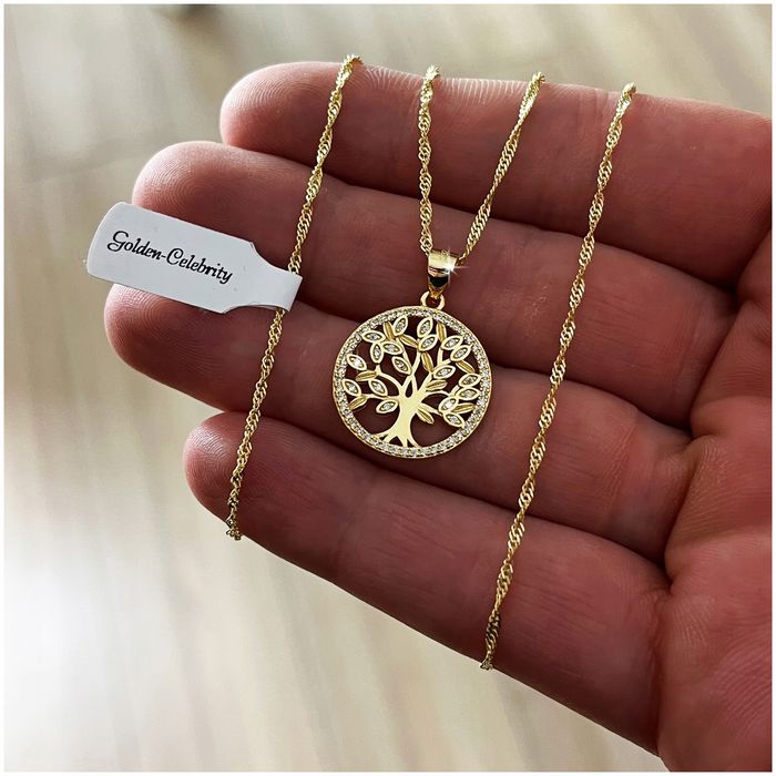Złoty Łańcuszek Z Zawieszką Drzewko Szczęścia Prezent Dla Córki Wnuczk