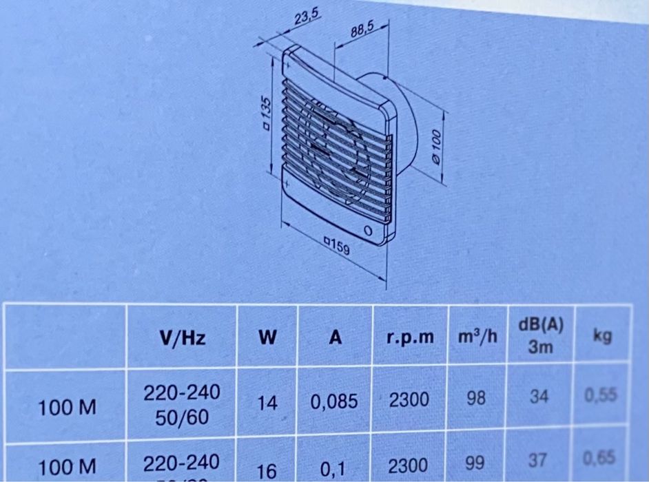 Вентилятор для ванної кімнати з таймером та вимикачем ВЕНТС 100 MBT