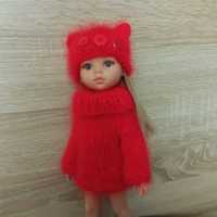 Czerwony moherowy sweterek dla lalki Paola Reina 32 cm