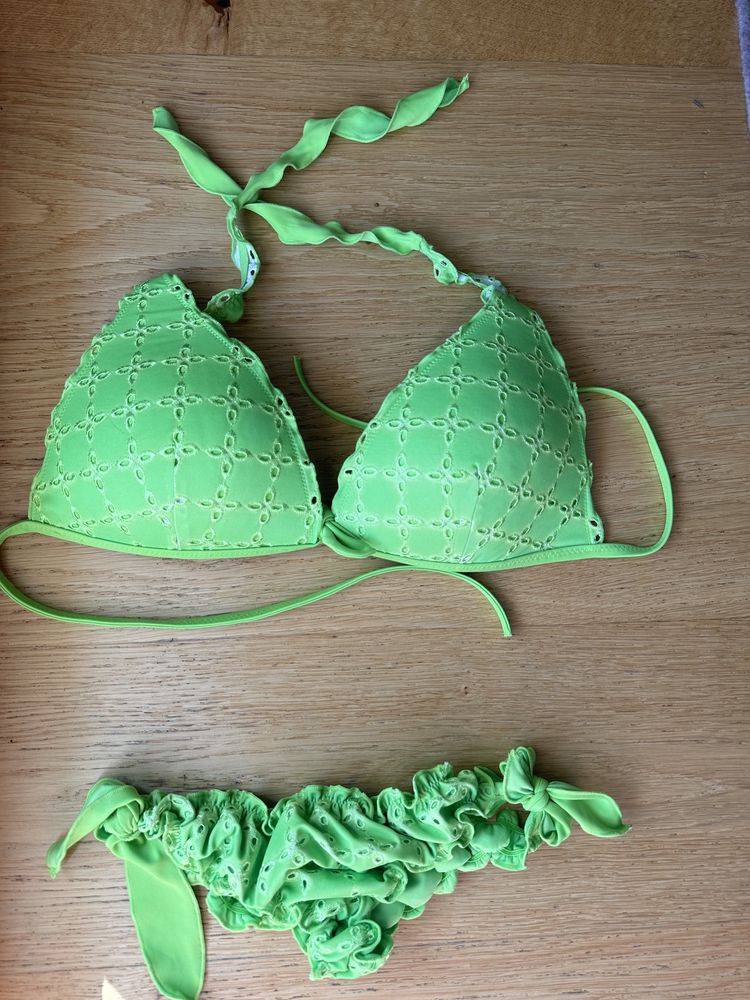 Bikini calzedonia cobey corfu nowe zielone jabłuszko falbanka koronka