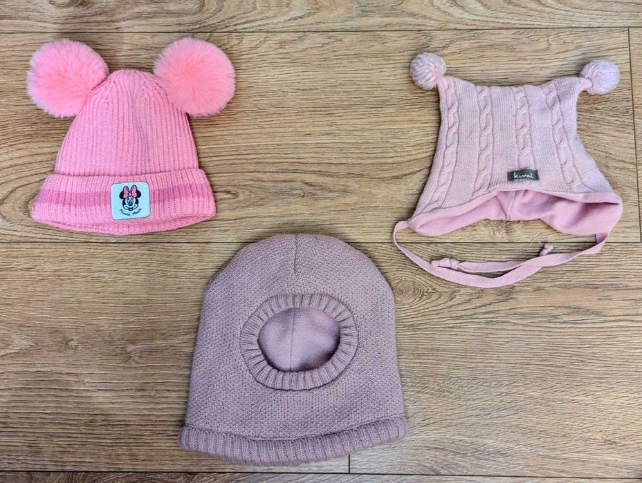 Czapka zimowa dla dziewczynki 6-12 miesięcy rozm 74 x3