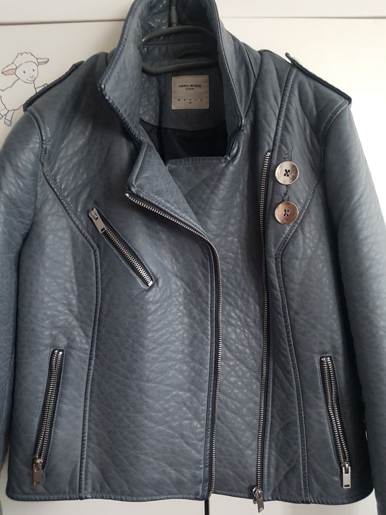 VERO MODA ramoneska skóra  Kurtka typu biker 36 S 38 M szary