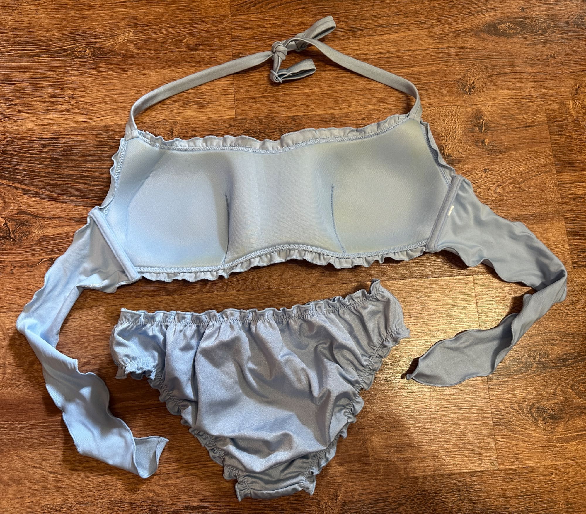 Niebieskie błękitne bikini cekiny Syrena wiązany Calzedonia Cobey M C