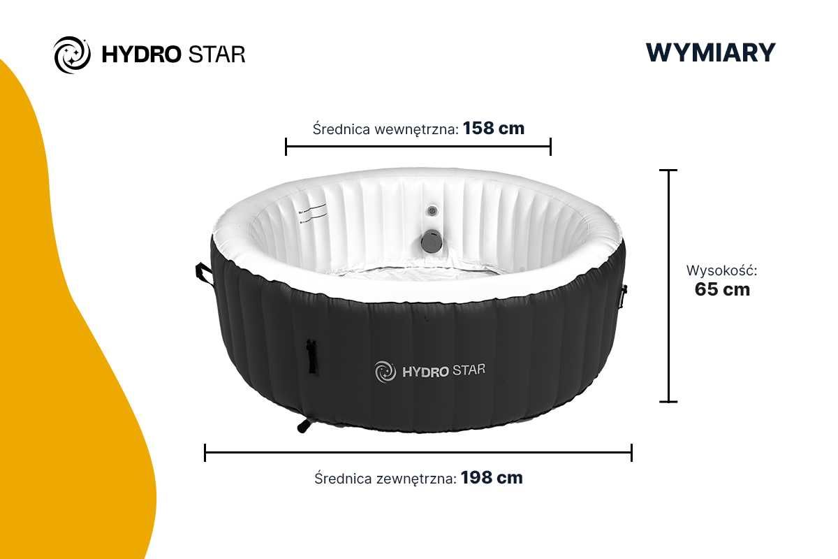 HYDRO STAR dmuchane spa ogrodowe basen HORIZON SZARY okrągły 4-5 os.