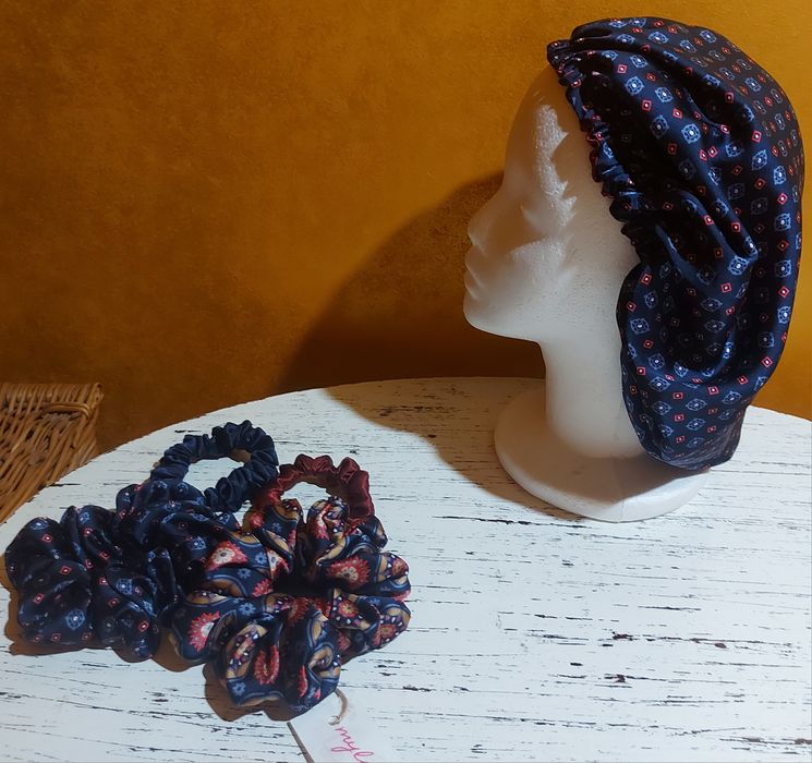 Jedwabny czepek rozmiar M,  scrunchies S I L