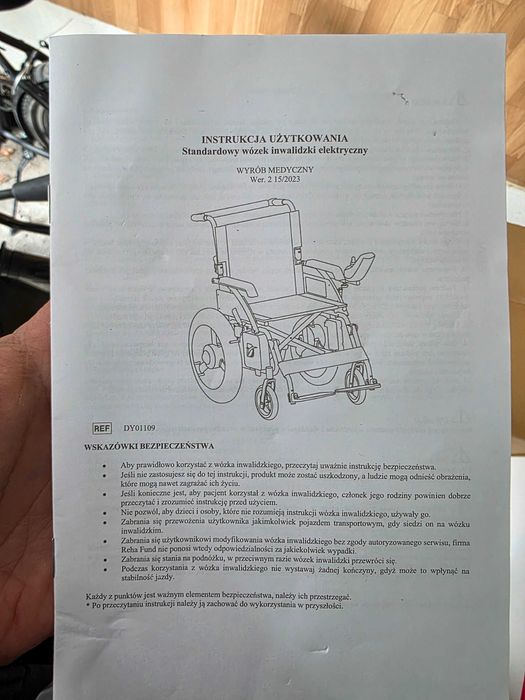 Wózek inwalidzki elektryczny DY01109 - STAN IDEALNY