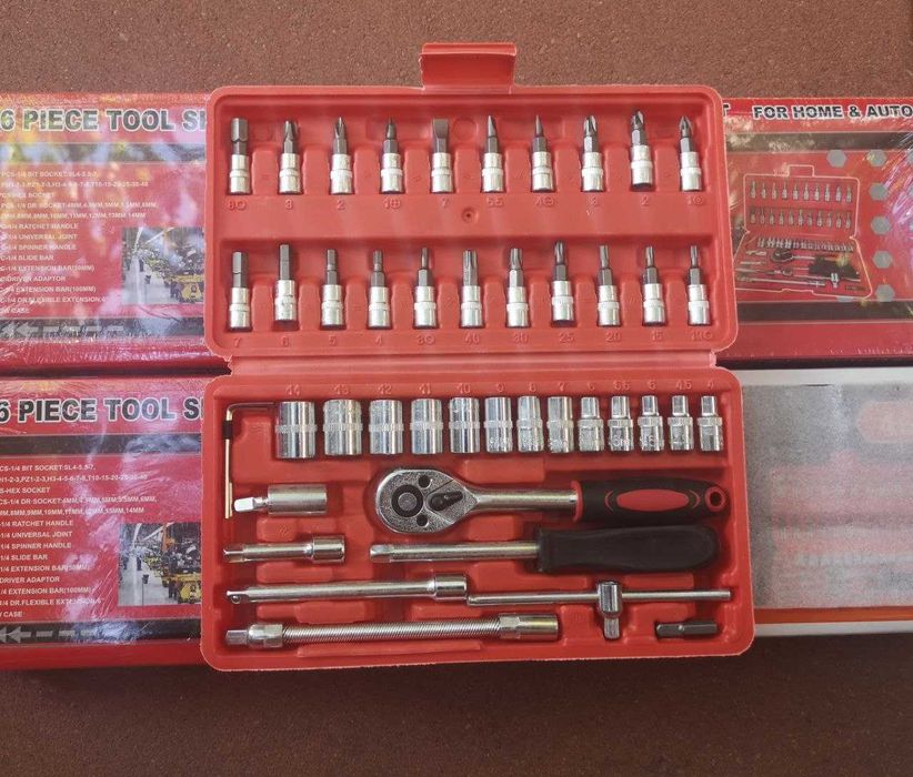 Набор инструментов с трещеткой 46шт, набір інструментів