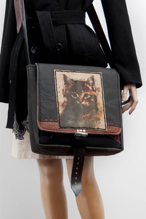 Torba duża A4 z małym kotem rękodzieło