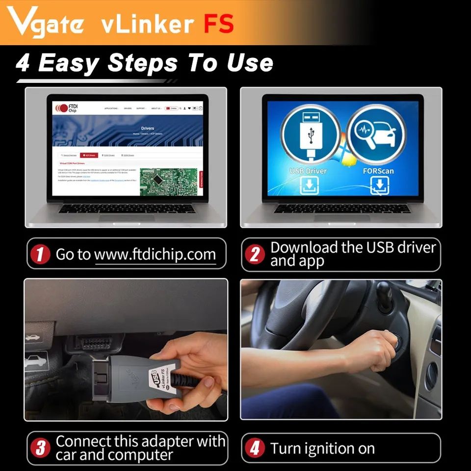Диагностический сканер vlinker FS Vgate FORScan