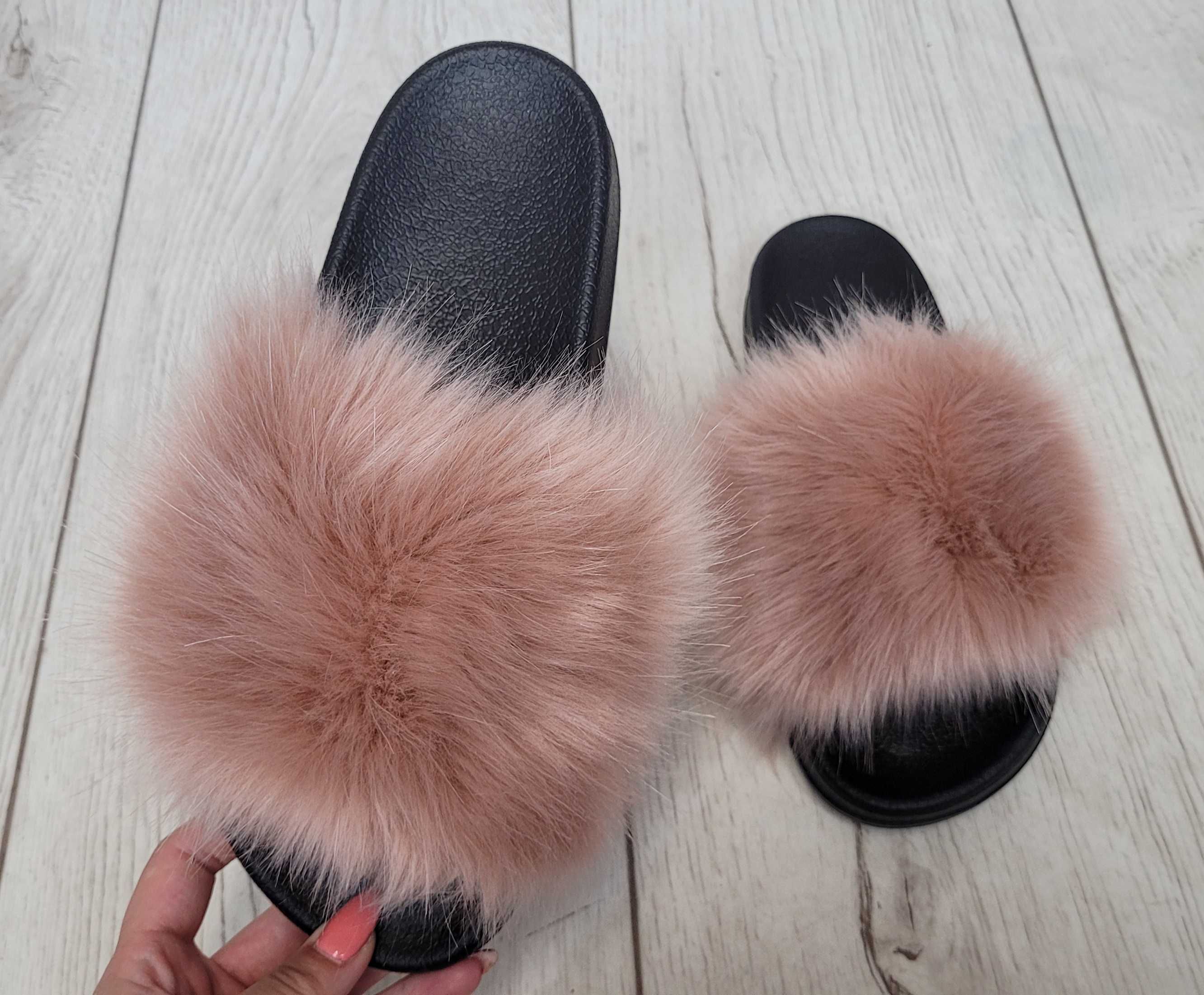 Klapki roz 36-41 z futerkiem papucie buty BEŻ futerkowe TU KUPUJESZ 39