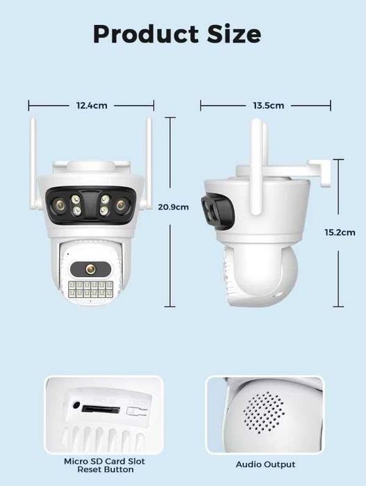 Уличная камера видеонаблюдения 12МП 6K WIFI три объектива iCSee