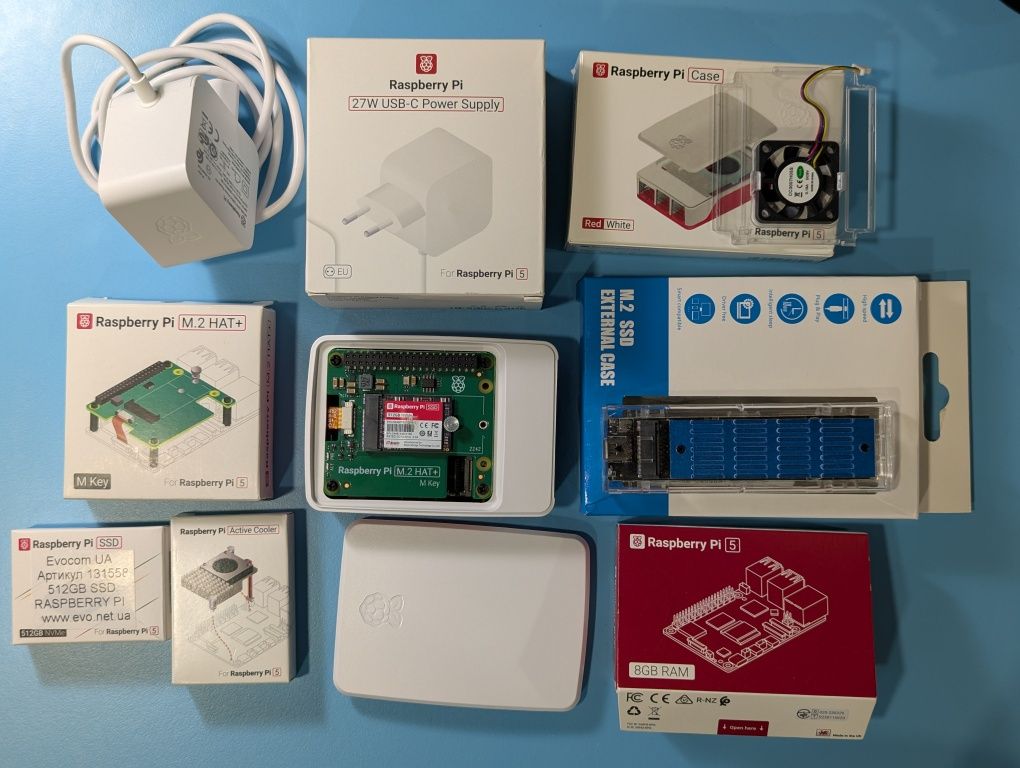 На гарантії Raspberry Pi 5 8Gb + M.2 HAT+ SSD 512GB + M.2 SSD external
