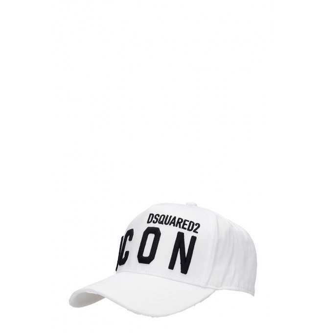 DSQUARED2 ICON włoska czapka z daszkiem WHITE