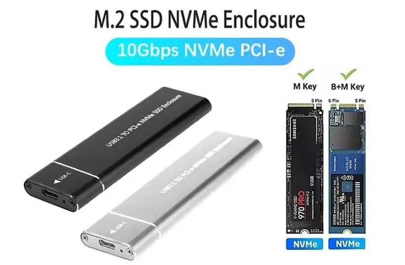 Зовнішній карман для накопичувача SSD M.2 PCI-e NVMe