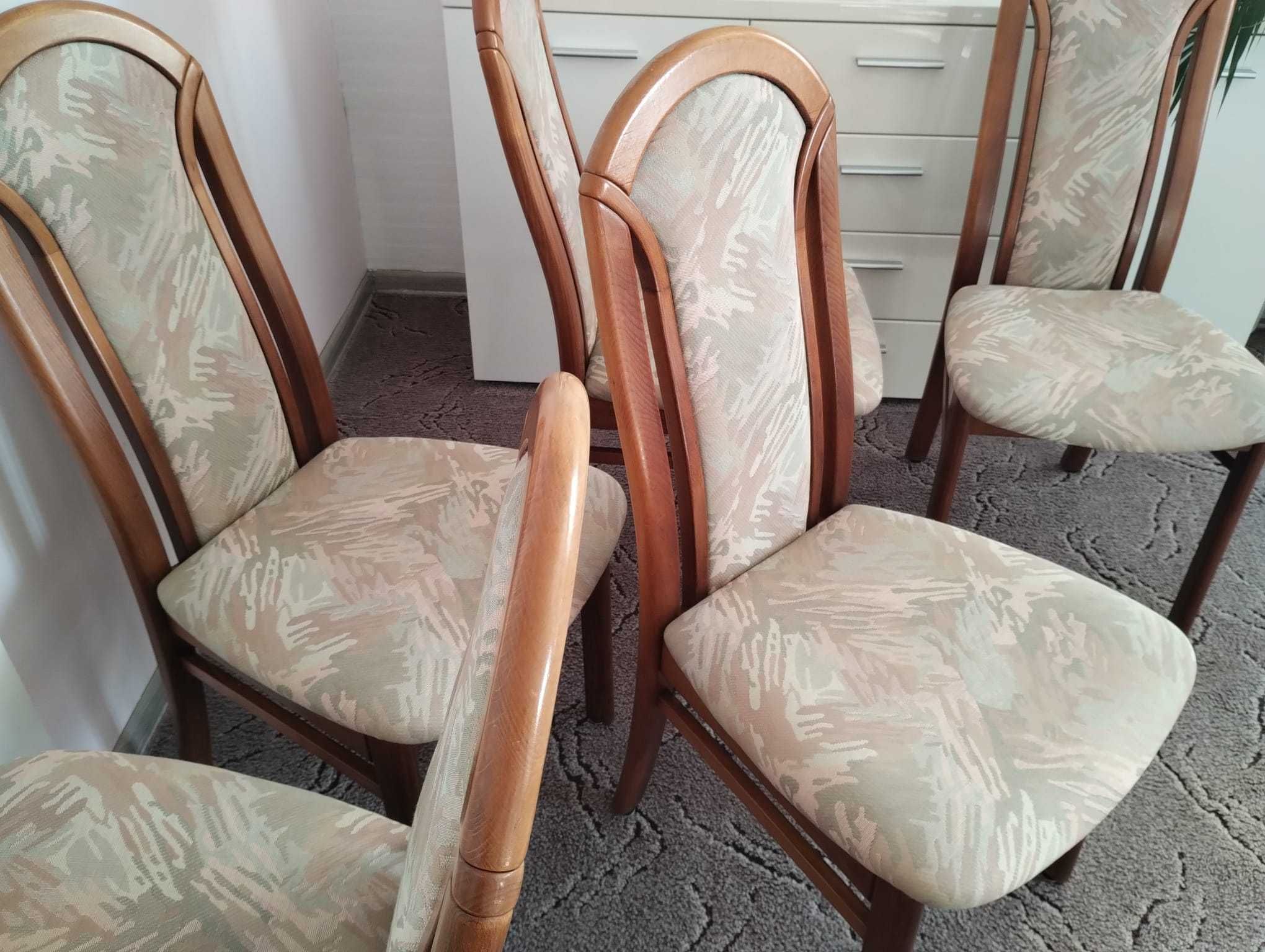 Krzesła Zestaw 6x krzesło drewniane tapicerowane solidne jak nowe