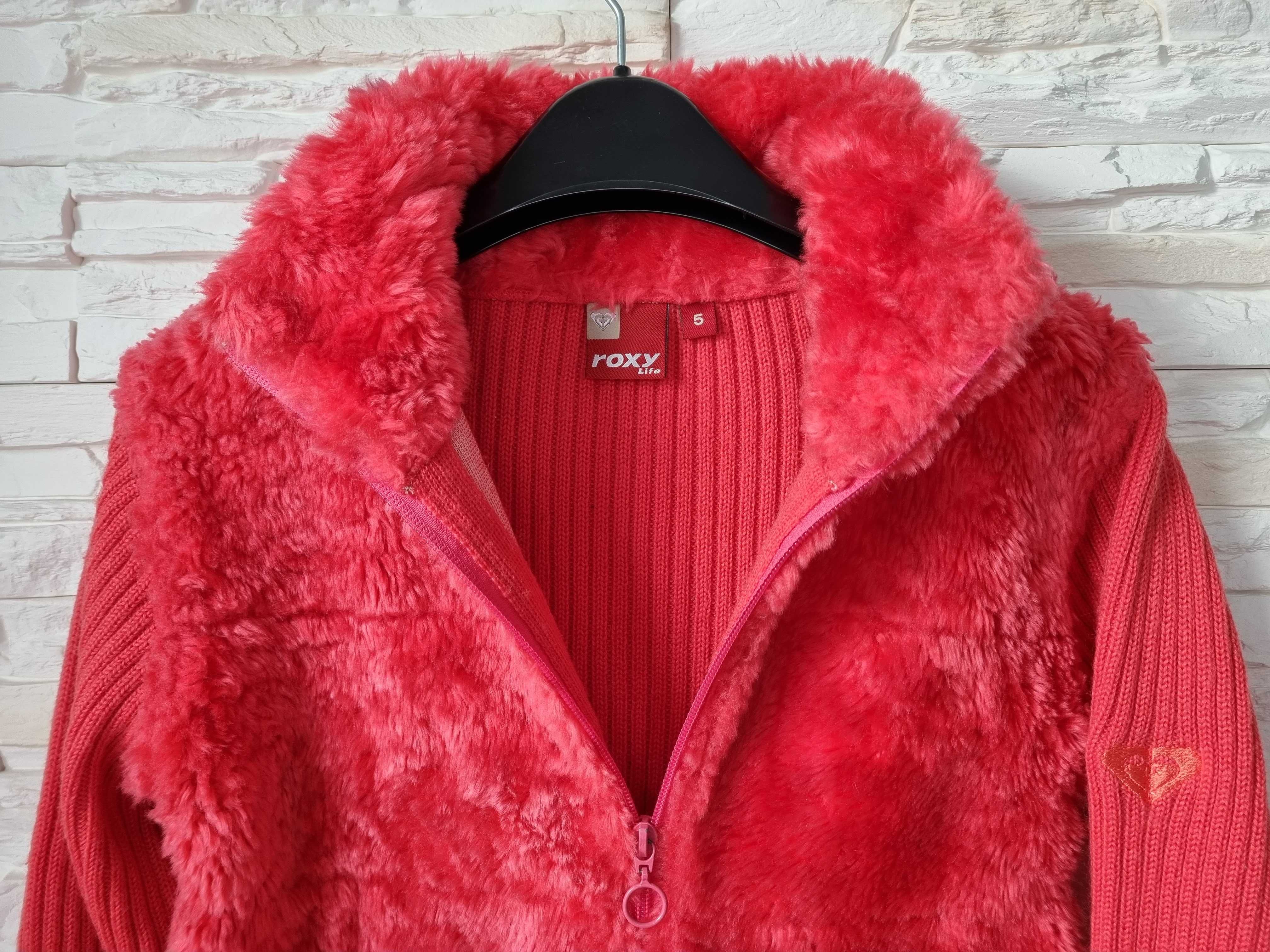 Sweter Rozpinany Bluza Futerko Roxy Amarantowa – S M L