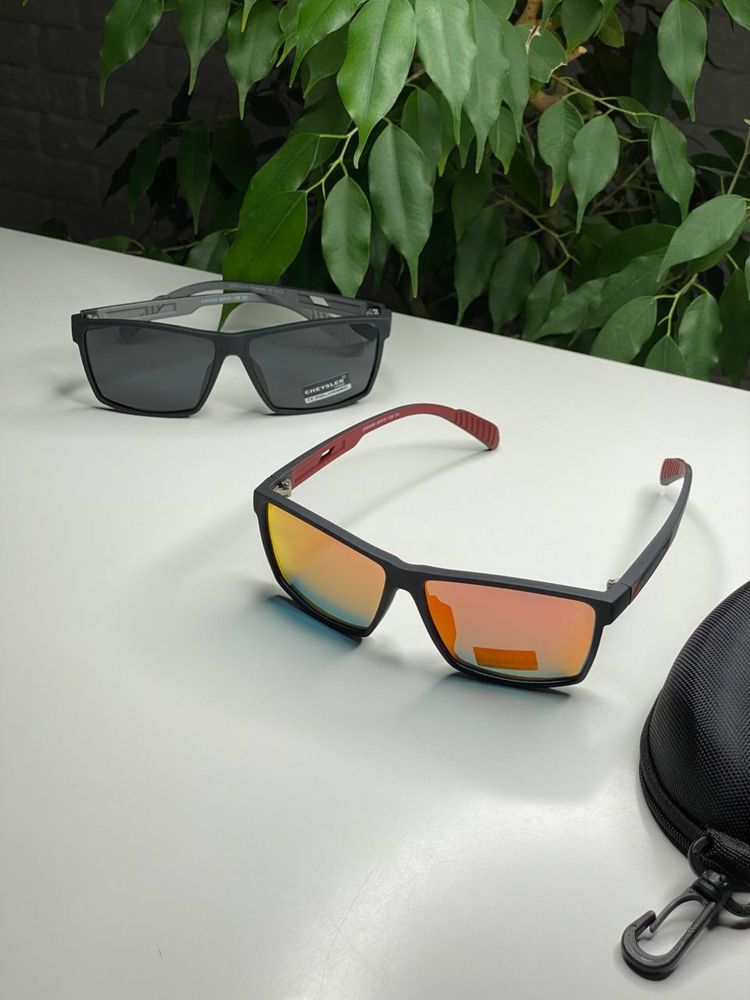 Мужские солнцезащитные очки Cheysler оранжевые Polarized прямоугольные