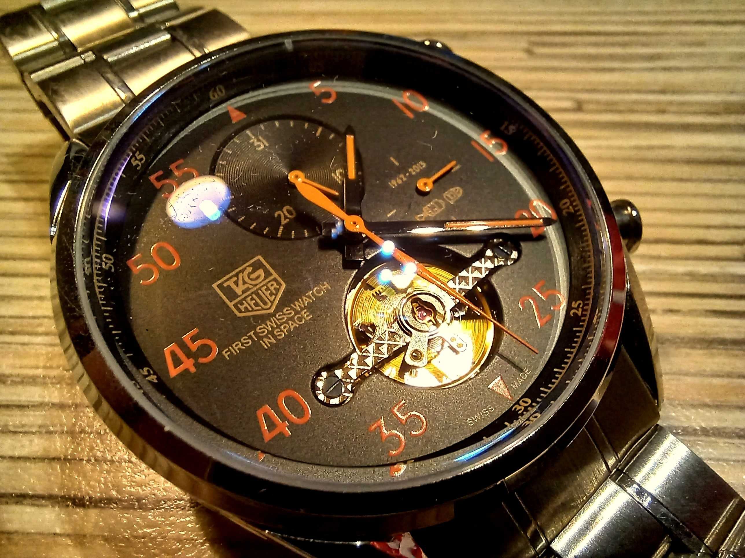 PIĘKNY nowy zegarek męski Graphite-Orange design AUTOMATIC