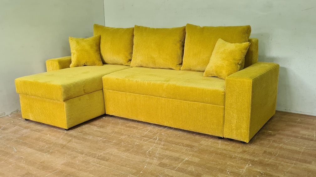 Nowy Narożnik sprężyny automat sztruks welur plusz kanapa sofa
