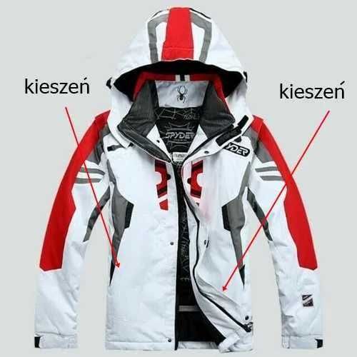 NOWA Kurtka narciarska SPYDER biało-czerwona-czarna rozm.L