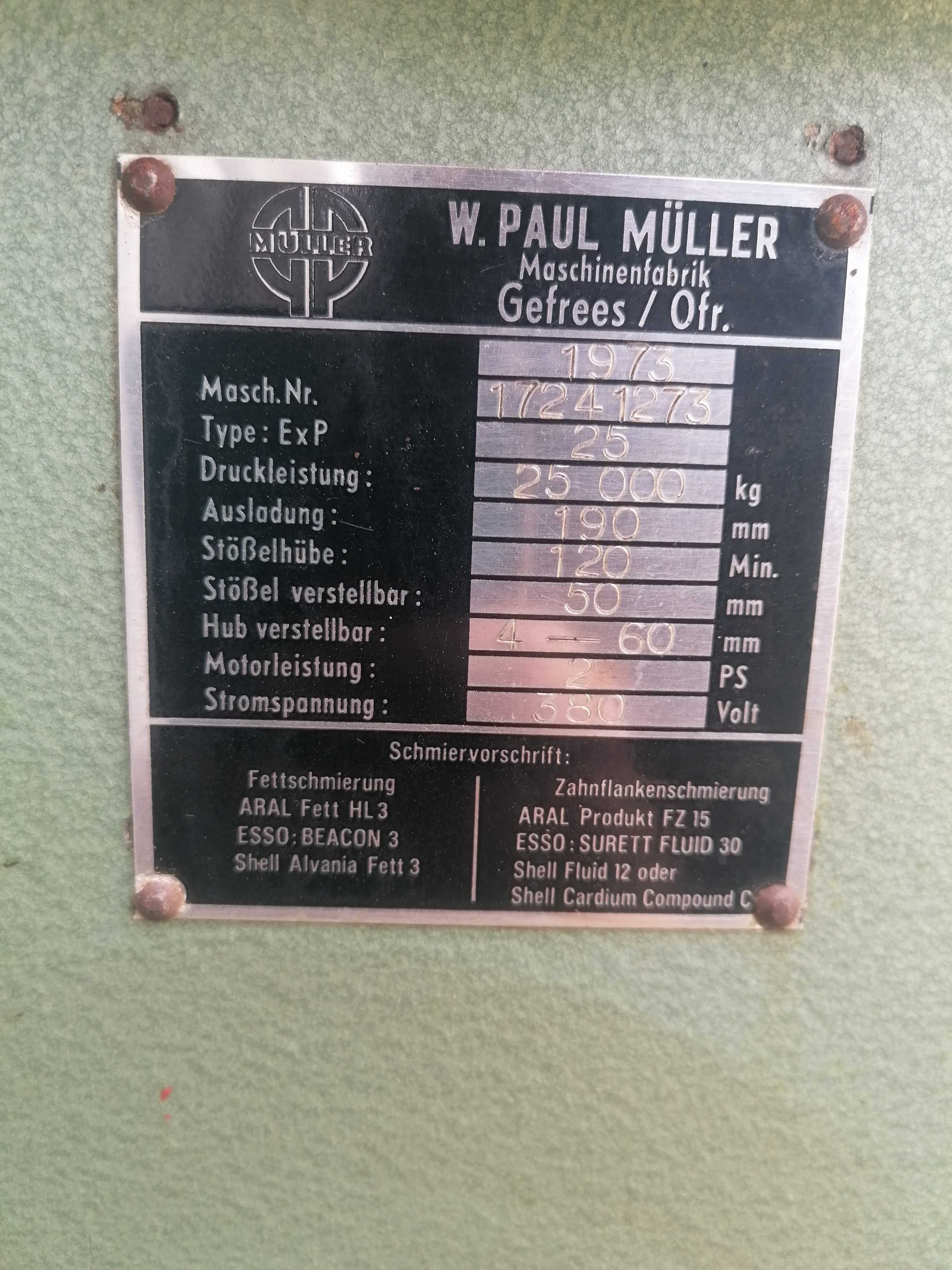 Prasa mimośrodowa muller 25 ton