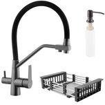 Змішувач-кран Kroner PVD03817BLK з фільтром води та корзина і дозатор.