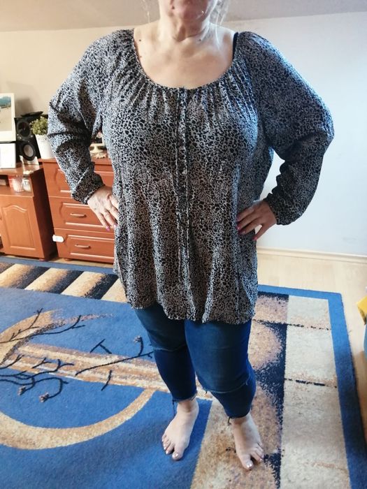 ŁADNA duża modna Bluzka hiszpanka w panterkę H&M XXL stan jak nowa