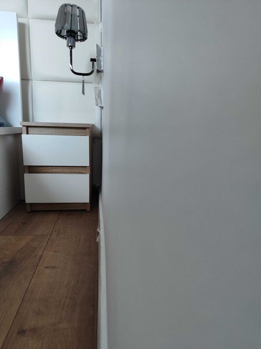 Dwie szafki nocne dąb Sonoma biały połysk 30cmx30cmx40cm, nowe