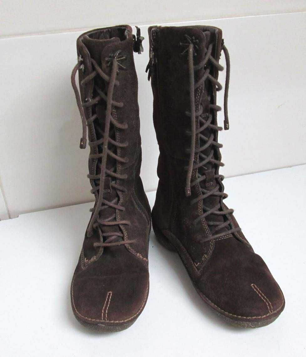 Clarks wysokie skórzane buty kozaki skóra zamsz  36