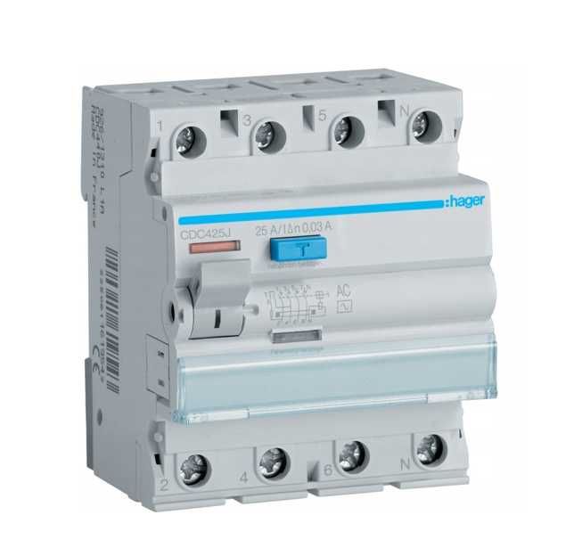 Wyłącznik różnicowo-prądowy Hager CDC425J 30mA 4P 25A