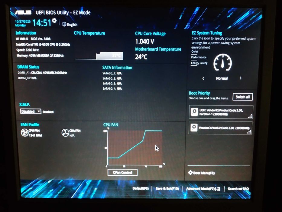 материнская плата ASUS  H110M-К+i5 6500