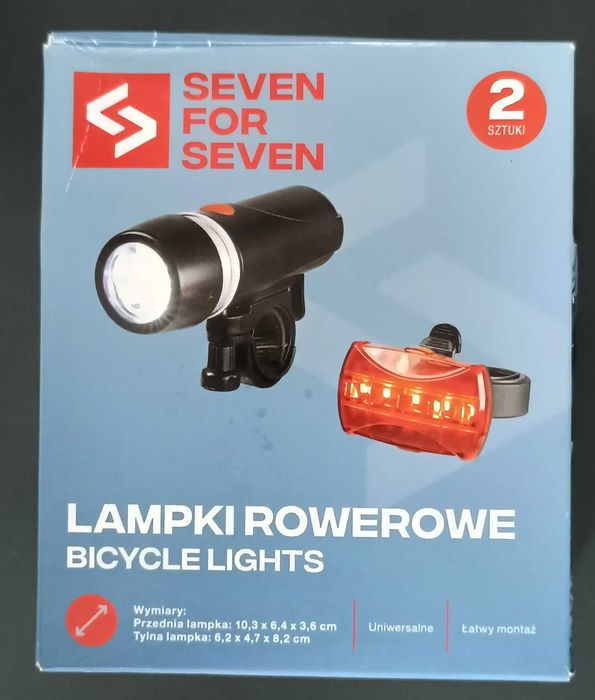 Lampki rowerowe - okrągła przednia (ring), prostokątna tylna