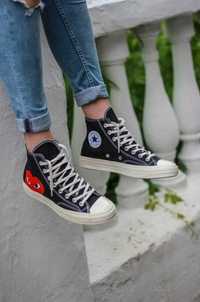 Жіночі кеди конверси Converse Garcons Black високі олл стар чорні