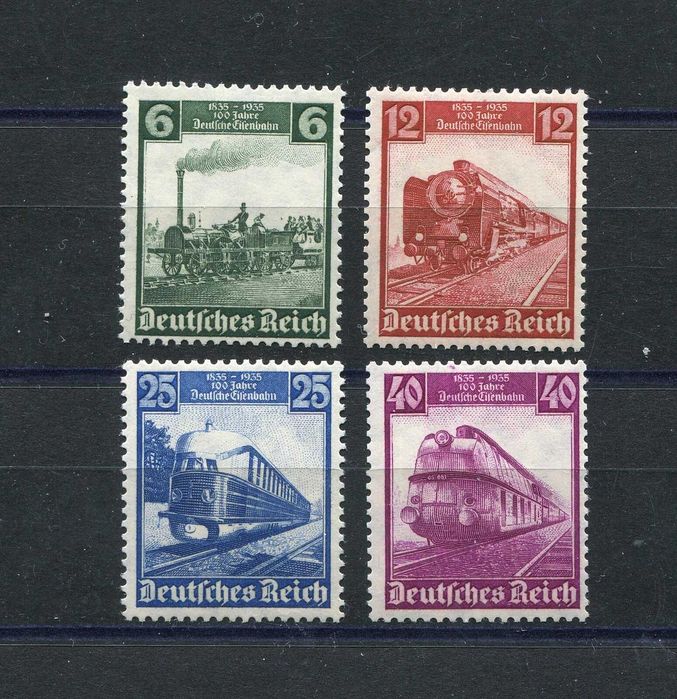 Марки Германия 1934 Третий Рейх. 100-лет железной дороге.