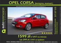 Wynajem wypożyczenie auta samochodu OPEL CORSA za 53 zł - 1599 zł mc.