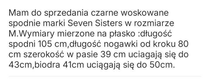 Czarne woskowane eko spodnie M