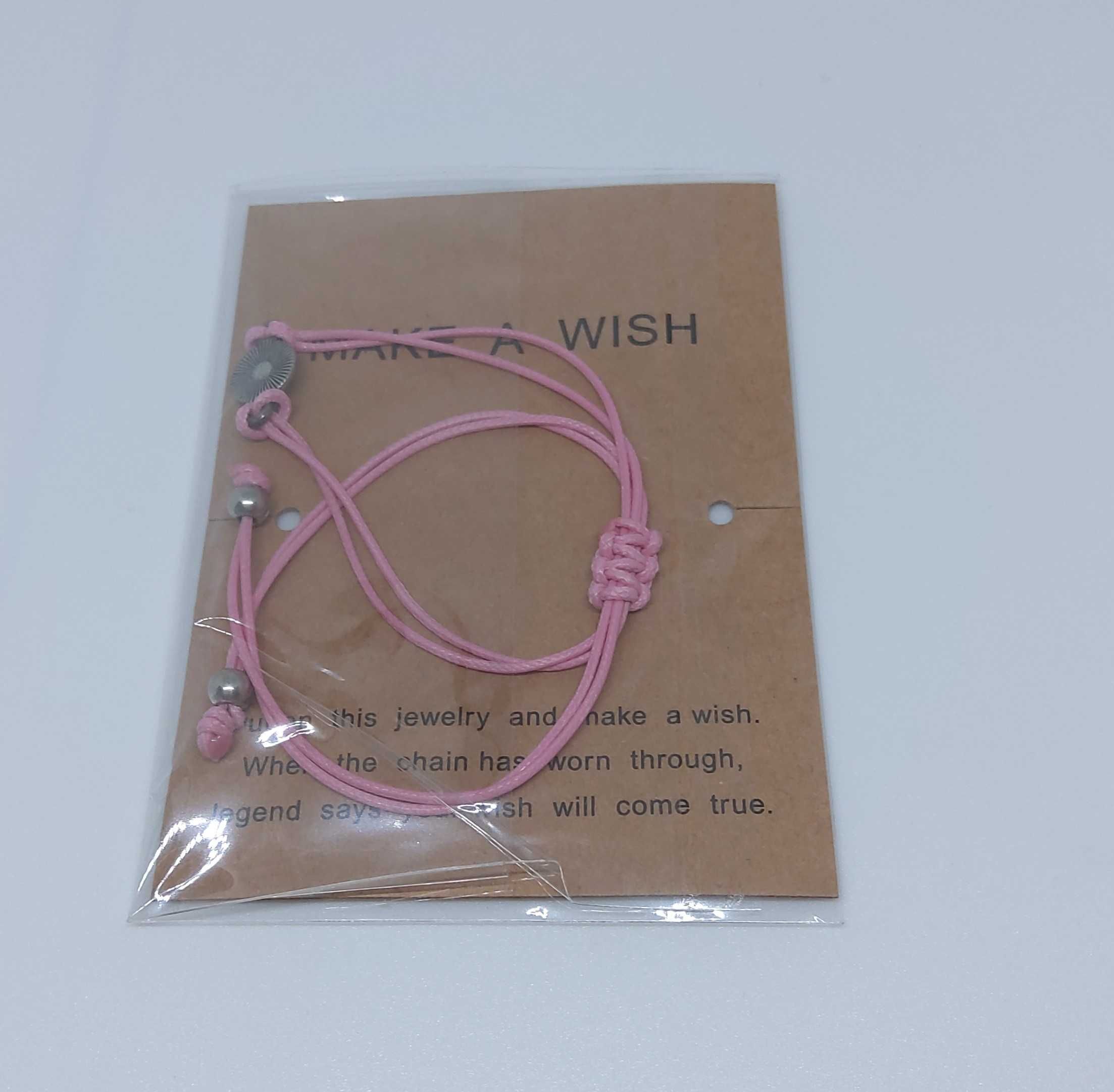 Różowa bransoletka damska na sznurku sznurkowa bransoletka
