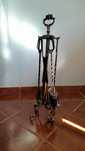 Utensílios para lareira em ferro forjado