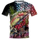 Męski T-Shirt z Nadrukiem 3D Prezent dla Wędkarza na Ryby - L