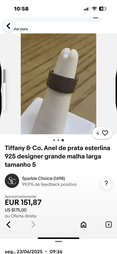 Anel Tiffany&Co 925, numero 12