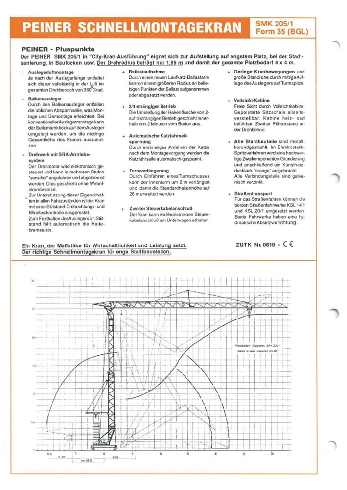 Продається/Оренда Баштовий кран Peiner smk 205/1