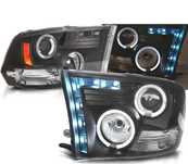 CONJUNTO DE FARÓIS PARA DODGE RAM 09-11 LED ANGEL EYES