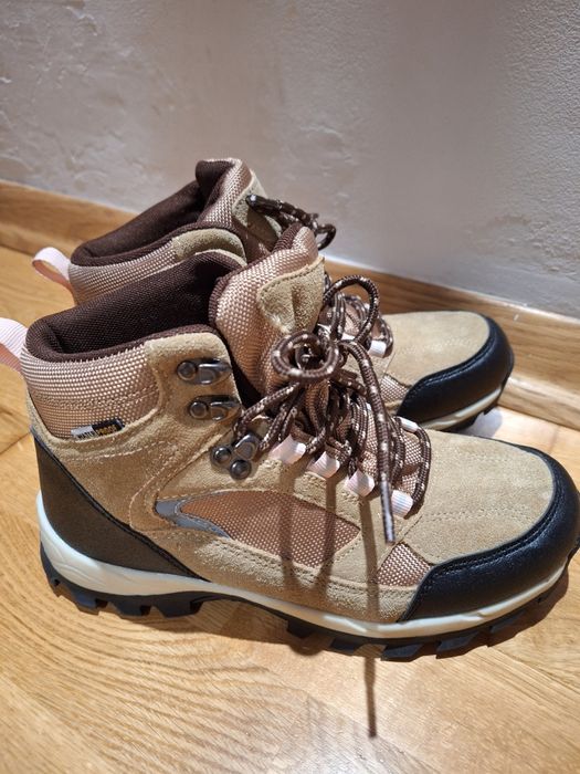 Buty trekkingowe skórzane brązowe, rozmiar 37