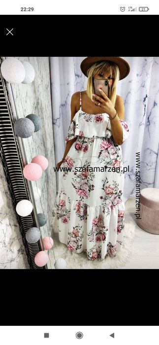 Nowa piękna hiszpanka w Kwiaty wesele komunia un falbanką róże S M L