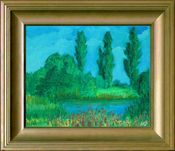Obraz, pejzaż letni, olej, płótno w ramie 39x45 cm