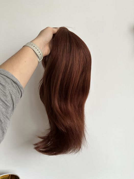 Kasztanowa brazowa peruka wlosy naturalne ludzkie