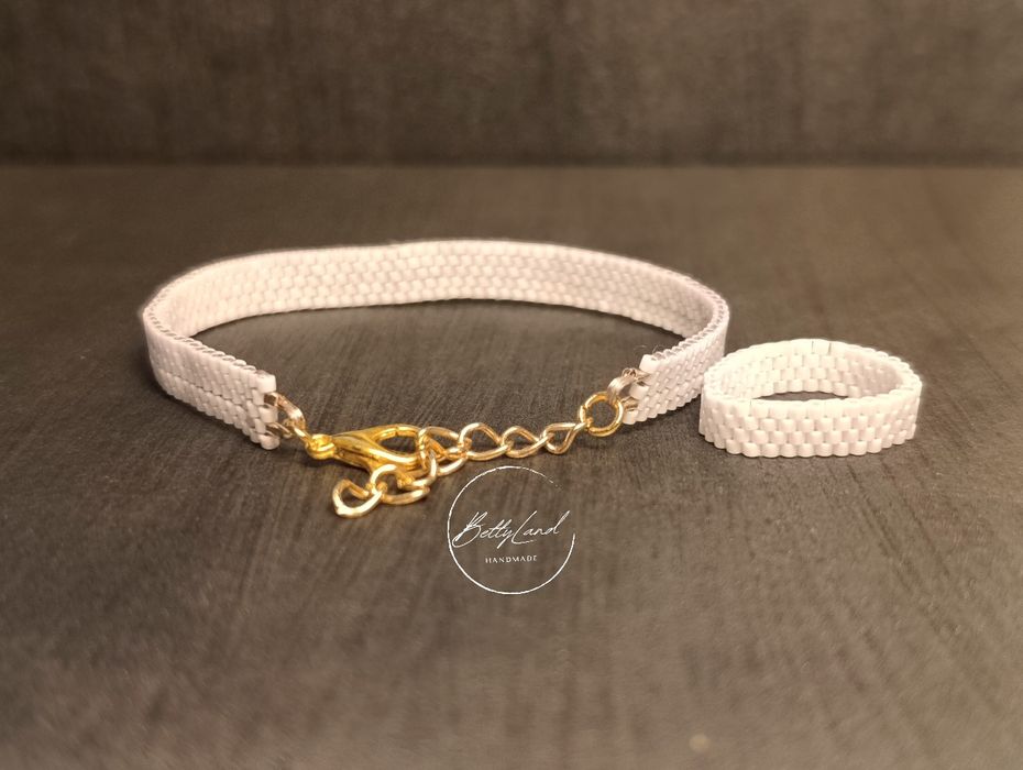 Bransoletka i pierścionek z koralików - handmade